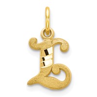 10K Yellow Gold Small Diamond-cut Initial L Charm view 1