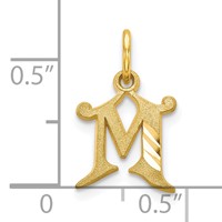 10K Yellow Gold Small Diamond-cut Initial M Charm view 3