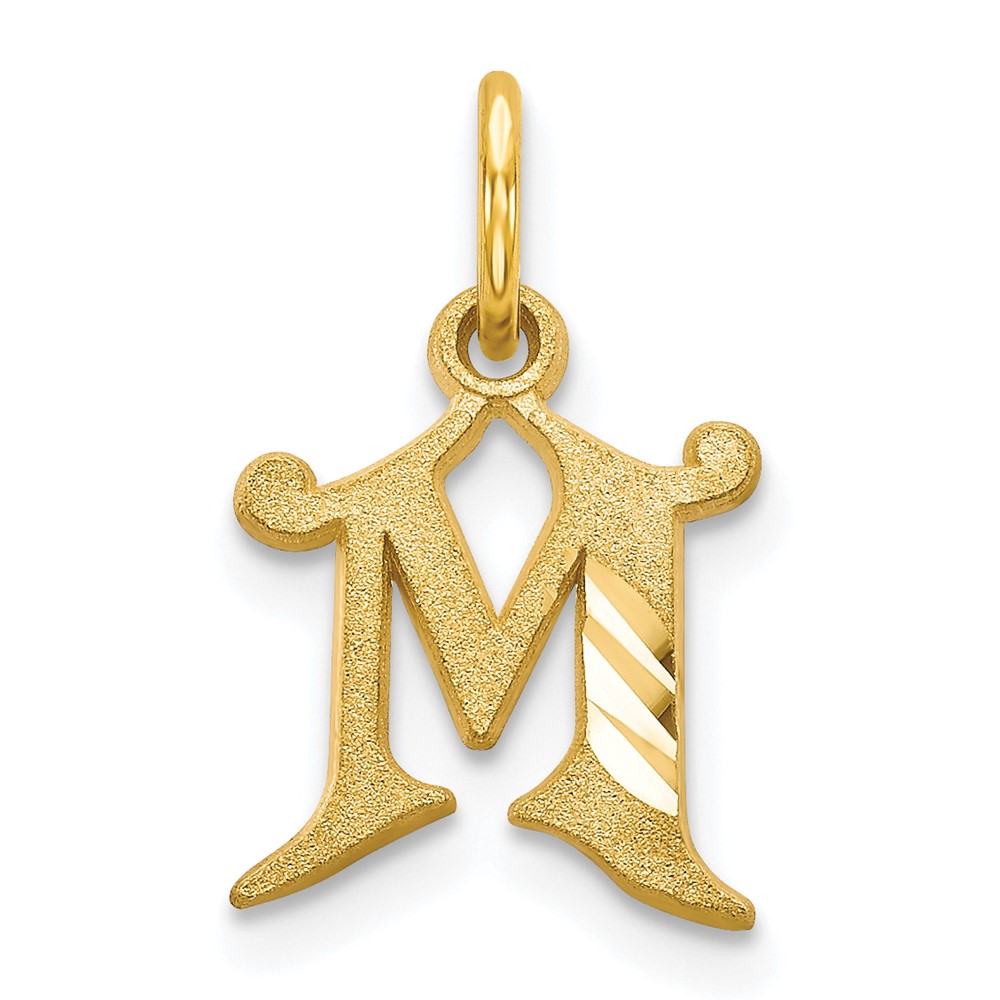 10K Yellow Gold Small Diamond-cut Initial M Charm