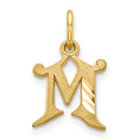 10K Yellow Gold Small Diamond-cut Initial M Charm view 1