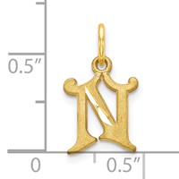 10K Yellow Gold Small Diamond-cut Initial N Charm view 3