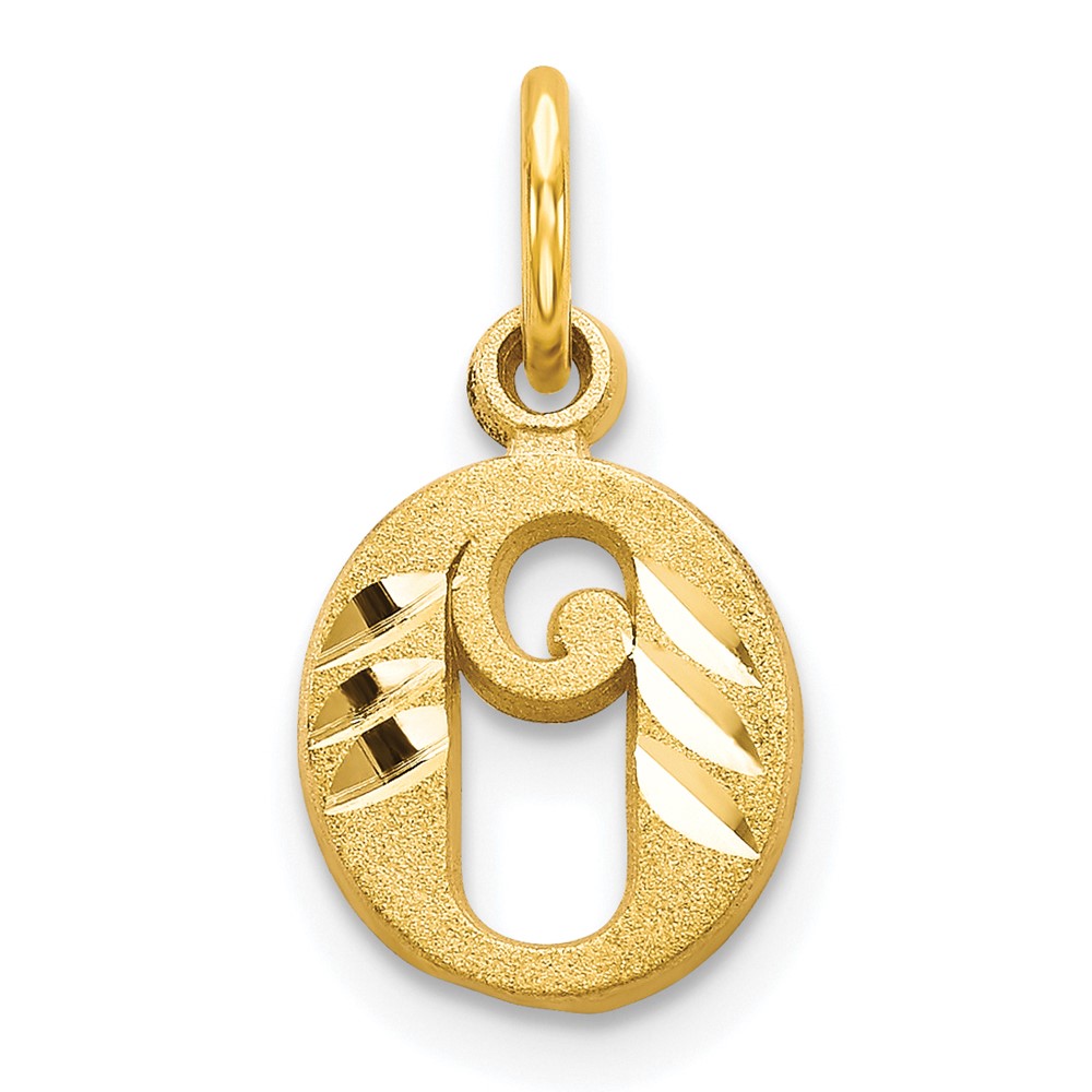 10K Yellow Gold Small Diamond-cut Initial O Charm