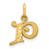 10K Yellow Gold Small Diamond-cut Initial P Charm view 1