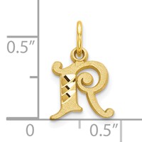 10K Yellow Gold Small Diamond-cut Initial R Charm view 3