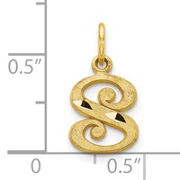 10K Yellow Gold Small Diamond-cut Initial S Charm view 3