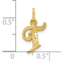 10K Yellow Gold Small Diamond-cut Initial T Charm view 3