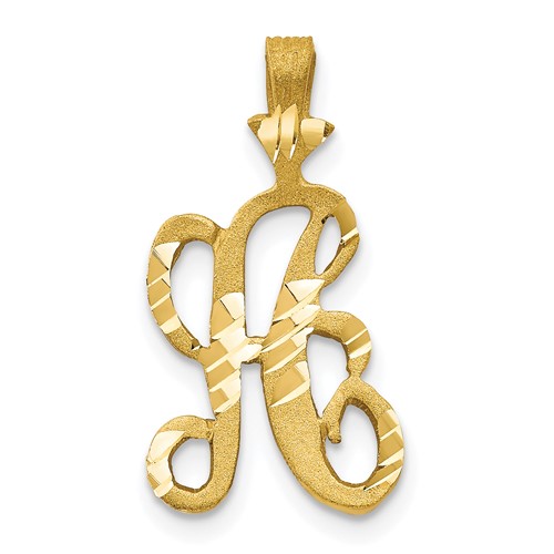 10K Yellow Gold Satin Diamond-cut Initial a Charm