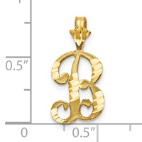 10K Yellow Gold Satin Diamond-cut Initial B Charm view 3