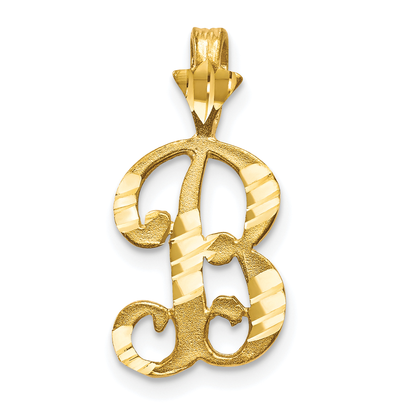 10k Diamond-cut Grooved Initial B Charm (10C767B)