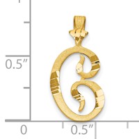 10K Yellow Gold Satin Diamond-cut Initial C Charm view 3