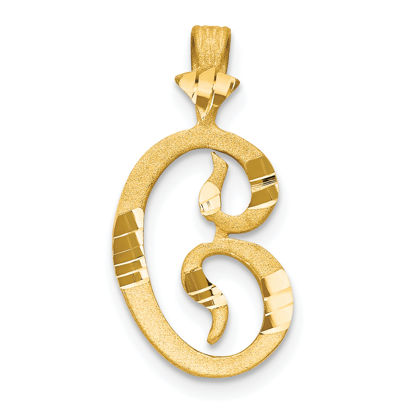 10k Diamond-cut Grooved Initial C Charm (10C767C)