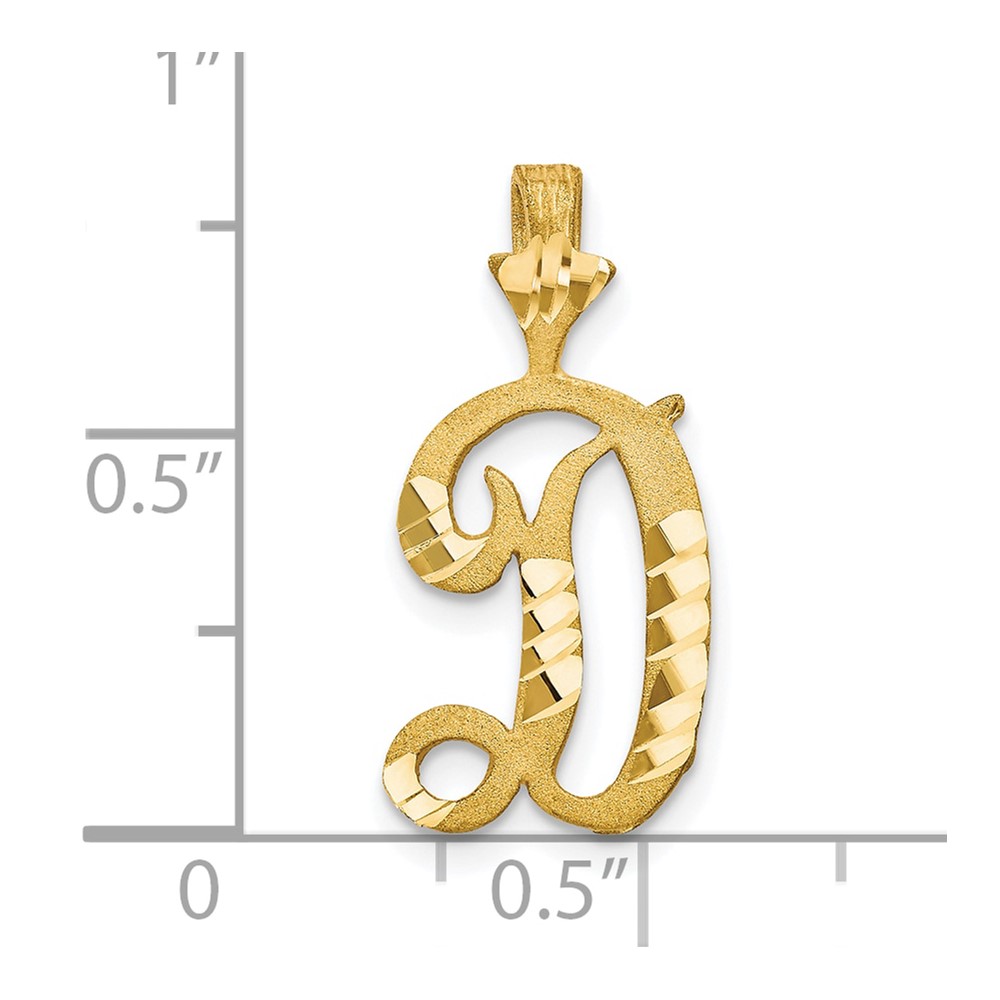 10k Diamond-cut Grooved Initial D Charm (10C767D)