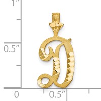 10K Yellow Gold Satin Diamond-cut Initial D Charm view 3