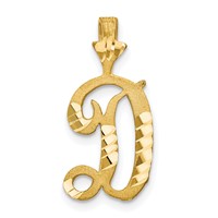 10K Yellow Gold Satin Diamond-cut Initial D Charm view 1