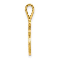 10K Yellow Gold Satin Diamond-cut Initial F Pendant view 2