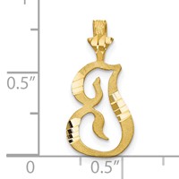 10K Yellow Gold Satin Diamond-cut Initial I Pendant view 3