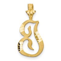 10K Yellow Gold Satin Diamond-cut Initial I Pendant view 1