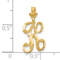 10K Yellow Gold Satin Diamond-cut Initial K Pendant view 3