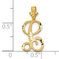 10K Yellow Gold Satin Diamond-cut Initial L Pendant view 3