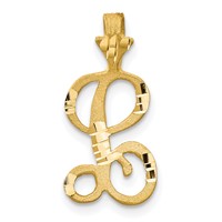 10K Yellow Gold Satin Diamond-cut Initial L Pendant view 1