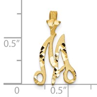 10K Yellow Gold Satin Diamond-cut Initial M Pendant view 3