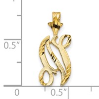 10K Yellow Gold Satin Diamond-cut Initial N Pendant view 3