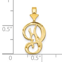 10K Yellow Gold Satin Diamond-cut Initial P Pendant view 3