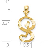 10K Satin Diamond-cut Initial S Pendant view 3