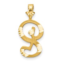 10K Satin Diamond-cut Initial S Pendant view 1