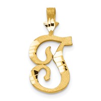 10K Satin Diamond-cut Initial T Pendant view 1