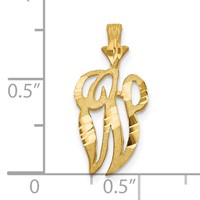 10K Satin Diamond-cut Initial W Pendant view 3