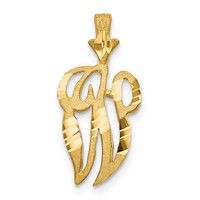 10K Satin Diamond-cut Initial W Pendant view 1