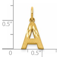 10K Satin Diamond-cut Block Initial a Charm view 4