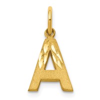 10K Satin Diamond-cut Block Initial a Charm view 1