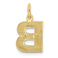 10K Yellow Gold Satin Diamond-cut Block Initial B Charm view 3