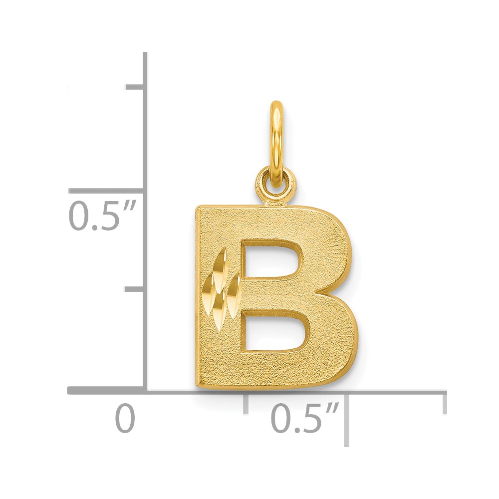 10K Satin Diamond-cut Initial B Charm (10C768B)