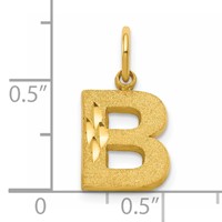 10K Yellow Gold Satin Diamond-cut Block Initial B Charm view 4