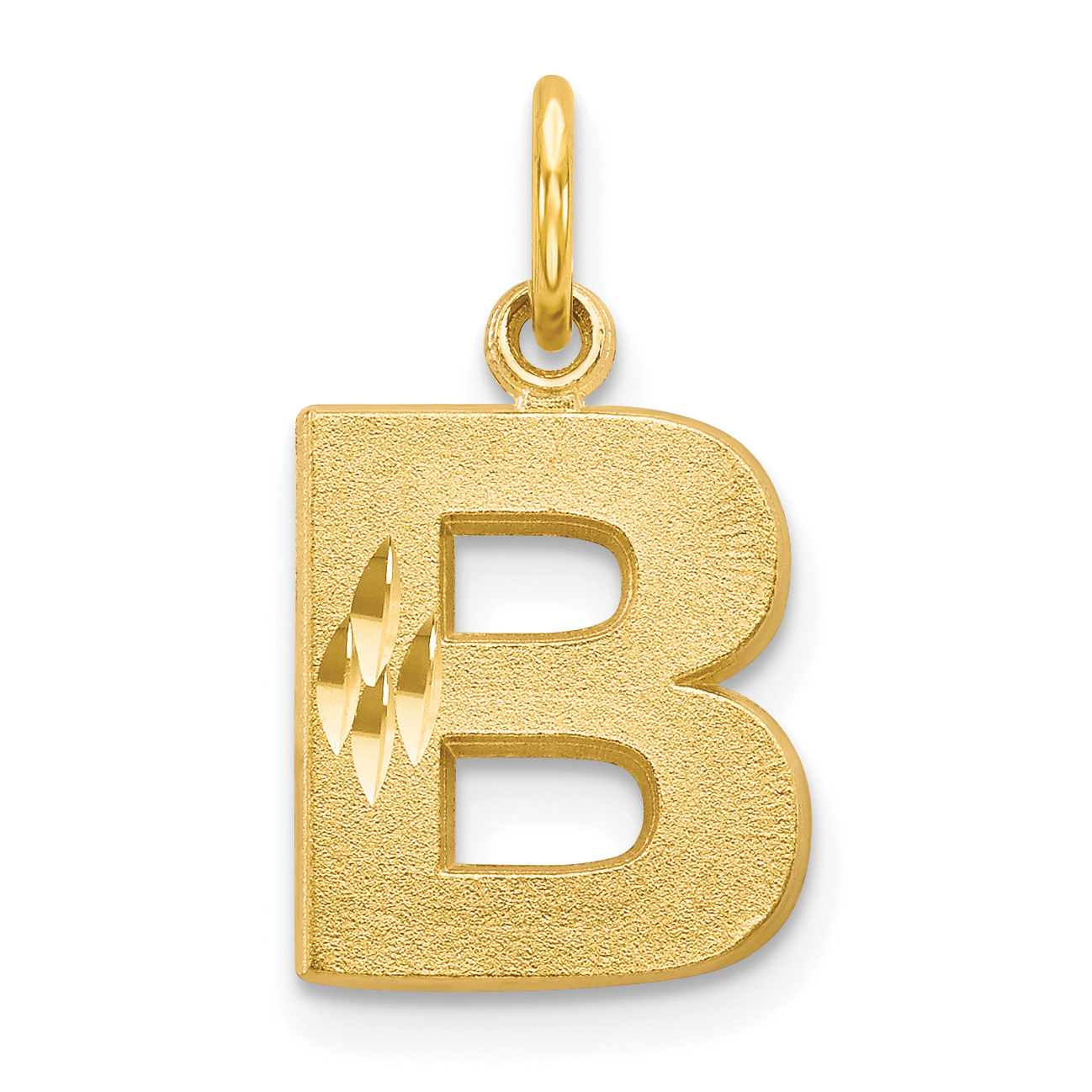 10K Satin Diamond-cut Initial B Charm (10C768B)