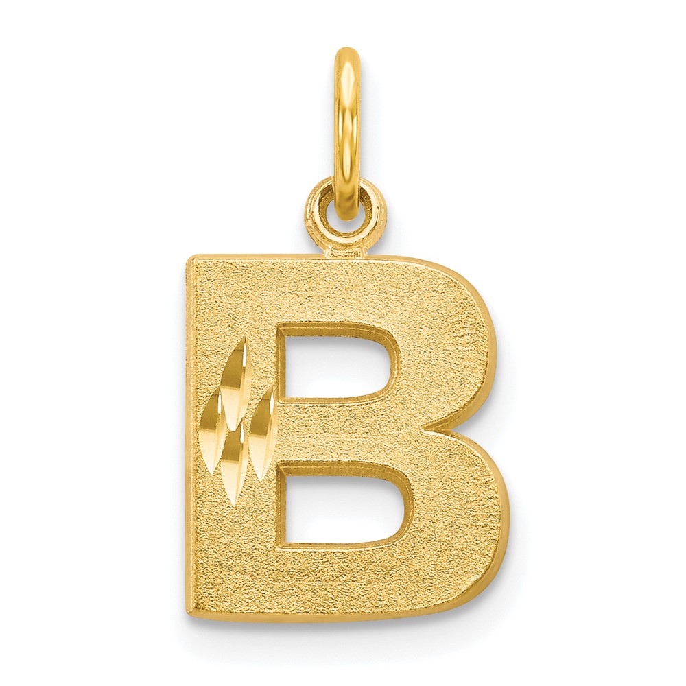 10K Satin Diamond-cut Initial B Charm (10C768B)