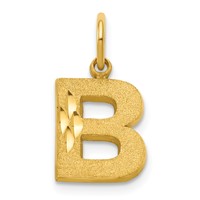 10K Yellow Gold Satin Diamond-cut Block Initial B Charm view 1