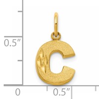 10K Yellow Gold Satin Diamond-cut Block Initial C Charm view 4