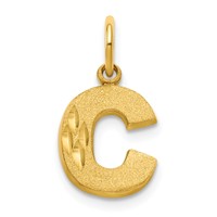 10K Yellow Gold Satin Diamond-cut Block Initial C Charm view 1