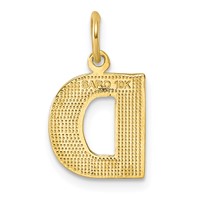 10K Yellow Gold Satin Diamond-cut Block Initial D Charm view 3