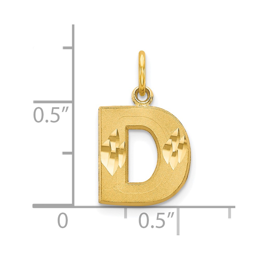 10K Satin Diamond-cut Initial D Charm (10C768D)