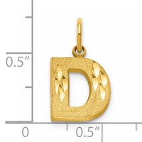 10K Yellow Gold Satin Diamond-cut Block Initial D Charm view 4