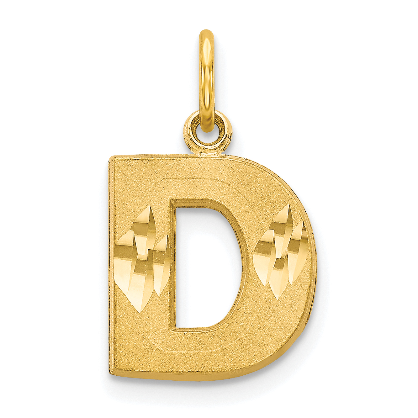 10K Satin Diamond-cut Initial D Charm (10C768D)