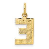 10K Yellow Gold Satin Diamond-cut Block Initial E Charm view 3