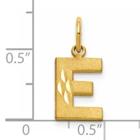 10K Yellow Gold Satin Diamond-cut Block Initial E Charm view 4