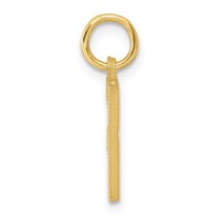 10K Yellow Gold Satin Diamond-cut Block Initial F Charm view 2