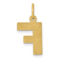 10K Yellow Gold Satin Diamond-cut Block Initial F Charm view 3